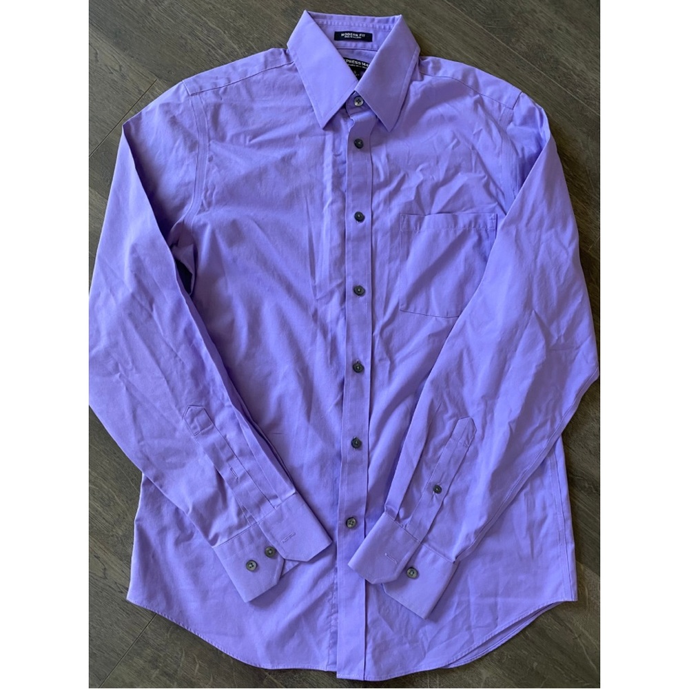 Express Men Purple Modern Fit Long Sleeve Dress Shirt Size Small 14-14.5"